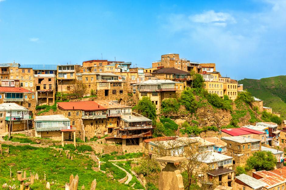Панорама горного дагестанского села Кубачи